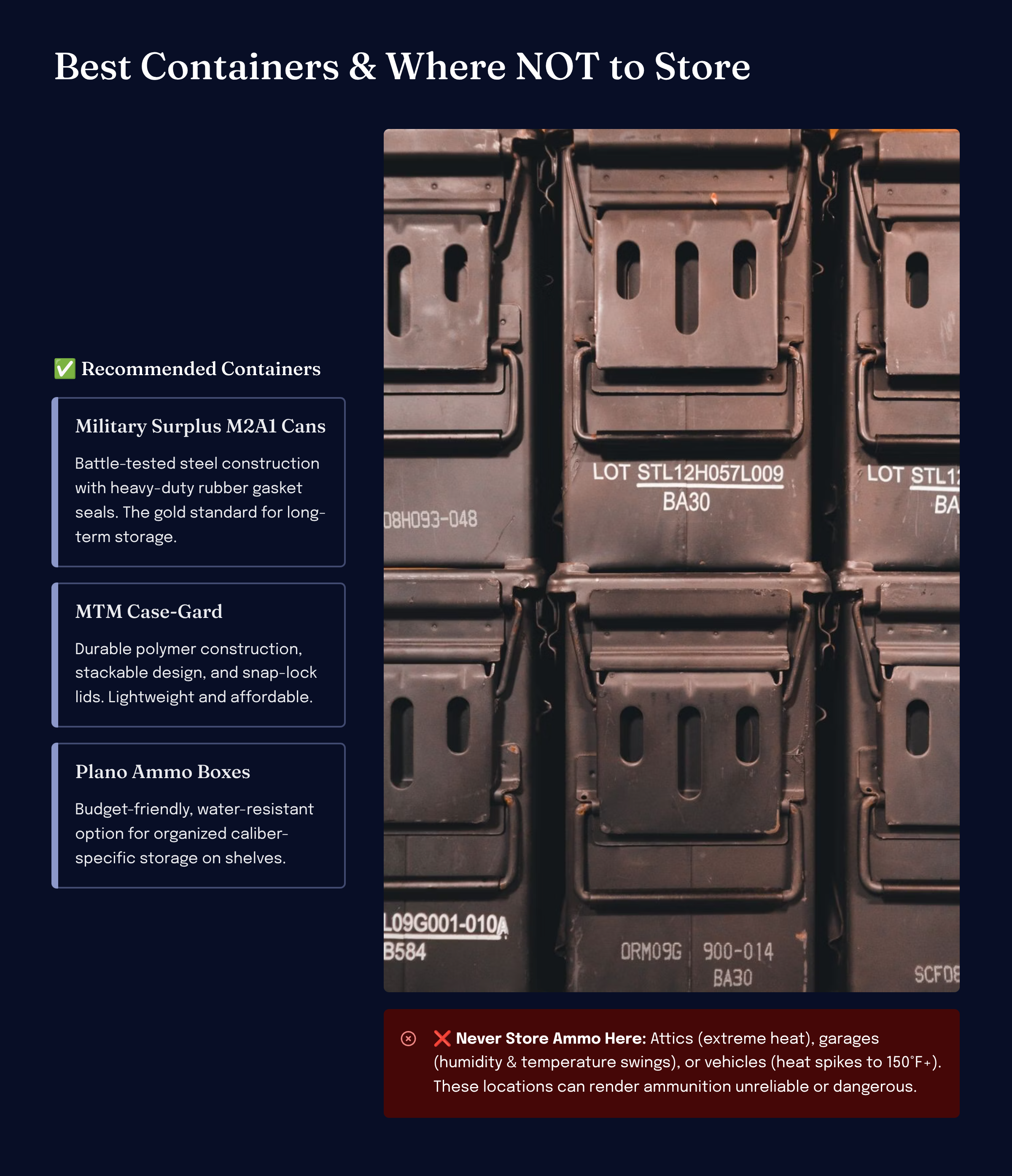 Organize and label your ammo storage by caliber, date and lot number