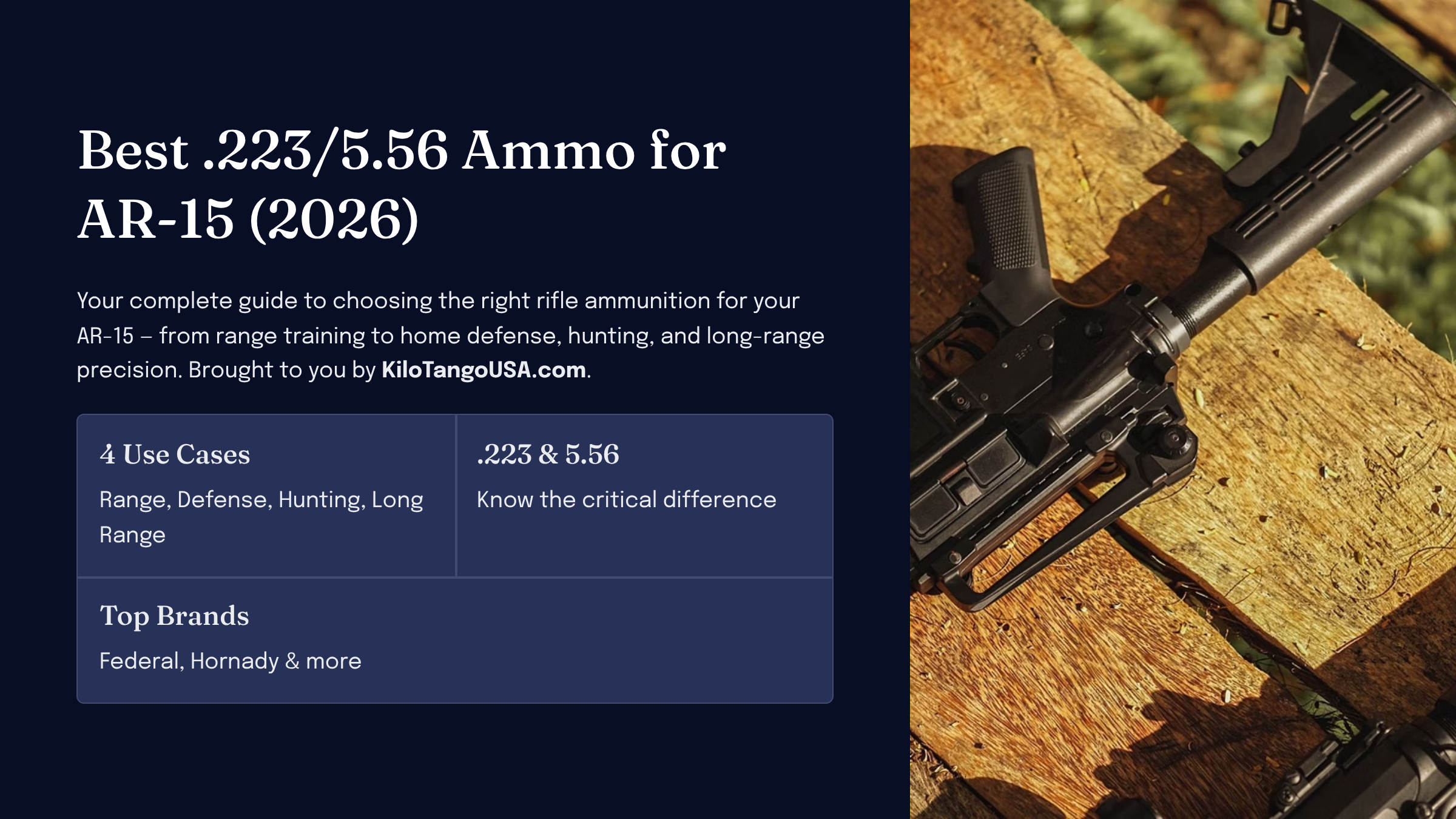 Best .223/5.56 ammo for AR-15 in 2026 — Kilo Tango range, hunting and home defense guide
