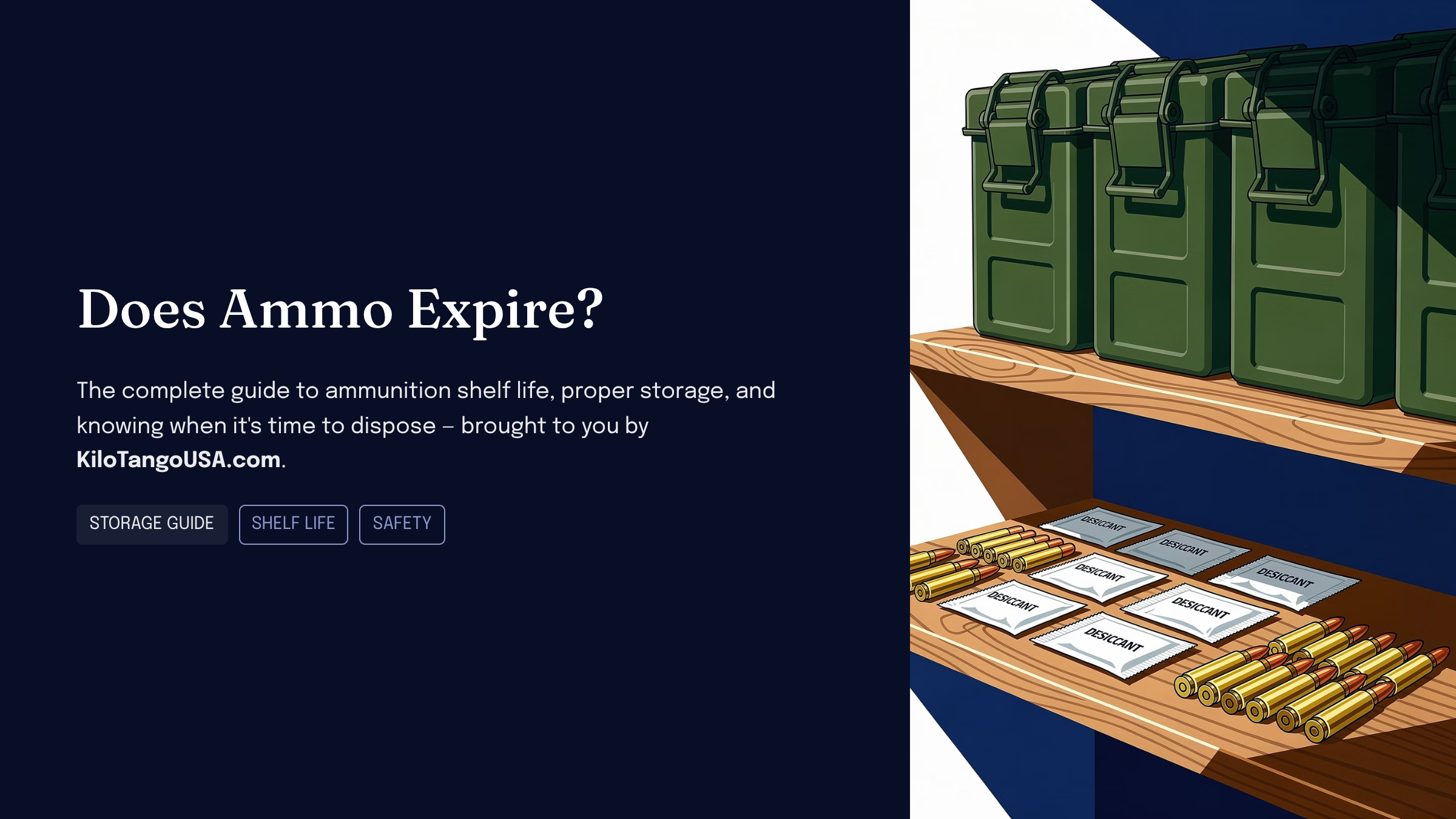 Does ammo expire? Kilo Tango shelf-life and storage guide infographic