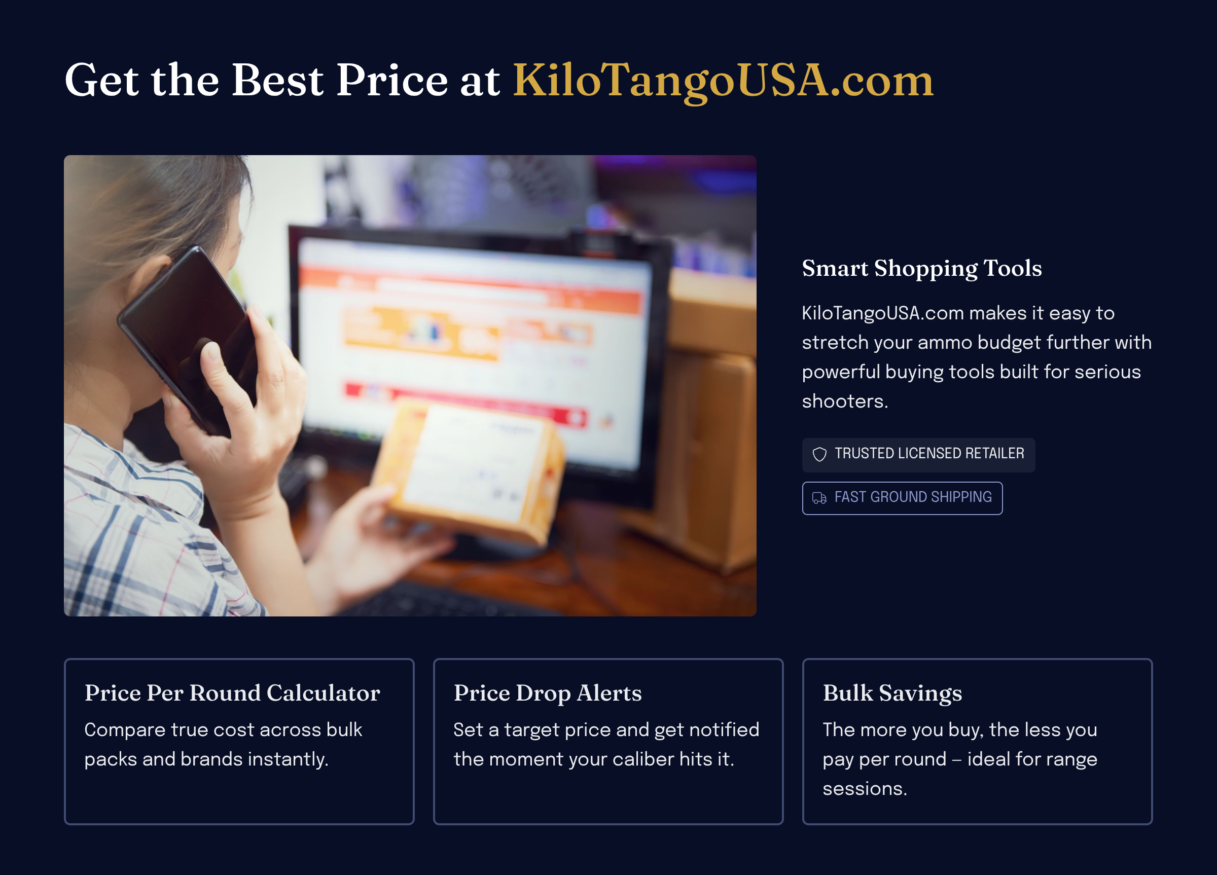 Compare ammo prices across every major retailer with Kilo Tango and set a free price alert